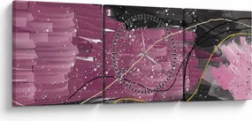 Tablou - Abstracție roz-roșu (cu ceas) (90x30 cm)