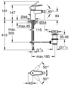 GROHE 325602432 - Baterie bideu START, mărime S, negru