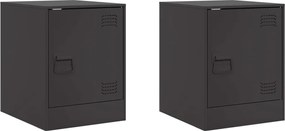 vidaXL Noptiere, 2 buc., negru, 34,5x39x44 cm, oțel