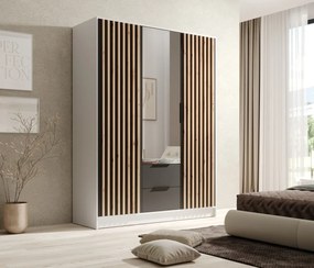 Dulap cu oglinzi, Neri, ADRK Furniture (Latime: 150 cm, Culoare: Grafit / Grafit)