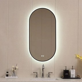 Oglinda cu iluminare LED Inter Ceramic ovala 45x90 cm finisaj negru