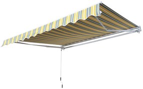 Outsunny Parasolar Copertină cu Brațe Articulate Protecție Solară Manivelă Balcon Aluminiu Galben Gri 2,95 x 2,45 m | Aosom Romania