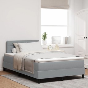 vidaXL Pat cu saltea Gri deschis 120x190 cm din țesătură