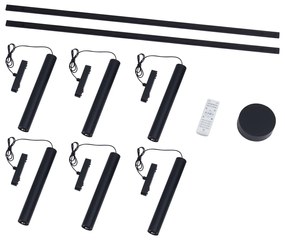 Sistem de iluminat modern pe șină cu 6 pendule negre monofazat - Magnetic Cassie