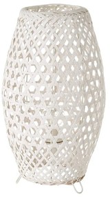 Veioză albă cu abajur din bambus (înălțime 36 cm) – Casa Selección