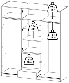 Șifonier în culoare naturală cu aspect de lemn de stejar cu ușă glisantă 177x200x60 cm Naia – Tvilum