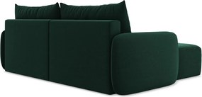 Colțar verde închis extensibil/cu spațiu de depozitare cu tapițerie din catifea (cu colț pe partea stângă/cu șezlong) Kalena – Makamii