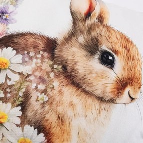 Set de 2 fețe pernuțe IEPURAȘI ÎN IARBĂ 40 x 40 cm