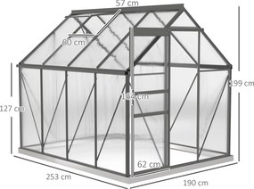Outsunny Sera Walk-In Aluminiu &amp; Policarbonat – Ventilatie si Jgheab | Aosom Romania