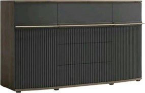 Comoda CANDY2 C12, stejar carpenter/gri/negru, PAL, 175x43x101 cm