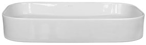 Lavoar pe blat alb lucios 65 cm, dreptunghiular, Fluminia Capri 650x380 mm
