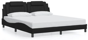 3214198 vidaXL Cadru de pat cu lumini LED, negru, 180x200 cm, piele ecologică