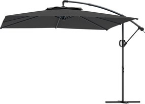 Outsunny Umbrelă laterală pătrată 3 x 3 m cu manivelă, bază încrucișată, umbrelă înclinabilă rotire la 360° țesătură 180 g/m² gri închis | Aosom Romania