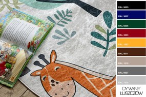 BAMBINO 61570 cerc covor lavabil Animale, Africa pentru copii anti-alunecare - cremă / verde