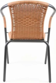 Set de scaune de grădină, stivuibile, gri/natural, 4 buc.