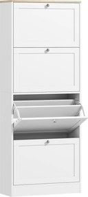 HOMCOM Dulap Îngust pentru Pantofi cu 3 Sertare și Rafturi Reglabile pe 2 Niveluri, 60x23,5x115 cm, Negru | Aosom Romania