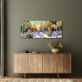 Tablou - Drum înzăpezit prin pădure (120x50 cm)