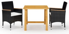 vidaXL Set mobilier de grădină, 3 piese, negru