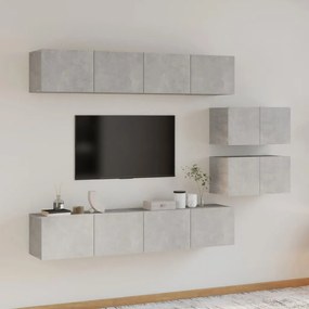vidaXL Set dulap TV, 6 piese, gri beton, lemn prelucrat