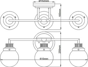 Quintiesse QN-POPPY3-HB-BATH - Aplica de perete pentru baie POPPY 3xE27/60W/230V IP44 aurie