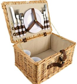 Arôme Coș de picnic pentru 4 persoane Natur, 40 x28 x 20 cm