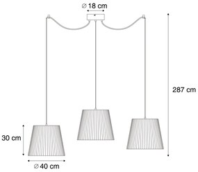 Lampa suspendată de exterior neagră cu abajururi din frânghie multicoloră cu 3 lumini IP44 - Cava Jayla