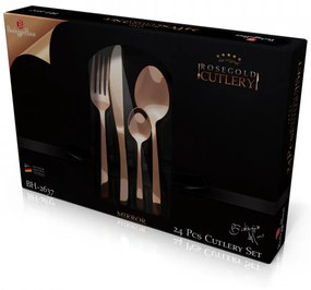 Set Tacamuri 24 piese efect oglinda Rose Gold Metallic Collection Berlinger Haus BH 2637