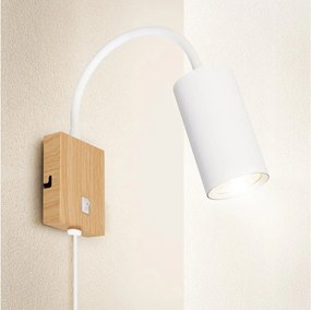 Brilagi - Lampă de perete flexibilă SELE 1xGU10/30W/230V albă/decor stejar
