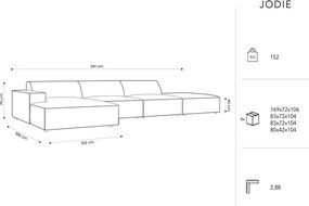 Coltar stanga 5 locuri, Jodie, Micadoni Home, BL, fara cotiera, 341x166x70 cm, catifea, bej deschis