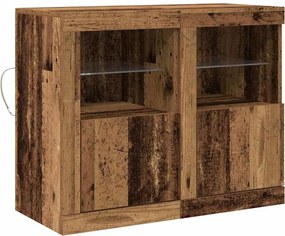 vidaXL Bufet LED 2 pcs Lemn vechi 41 x 37 x 67 cm Lemn compozit