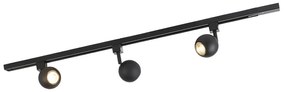 Sistem de iluminat cu șină modern cu 3 spoturi negre monofazate - Iconic Gissi