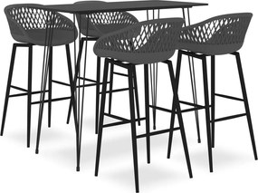 vidaXL Set mobilier de bar, 5 piese, negru și gri