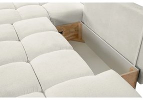 Colțar extensibil tapițat ALMADA, tip L, orientare stânga, cu spațiu de depozitare, bej