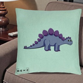 Perna Personalizata Stegozaur Mov, 40x40 cm, Verde Menta, Husa Detasabila, Perna Inclusa, BEKZ®