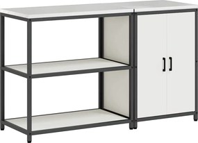 vidaXL Set de depozitare pentru bucătărie cu raft cu ușă 2 pcs Alb