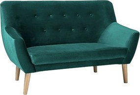 Canapea NORDIC, verde/fag, stofa catifelata/lemn, 136x75x90 cm