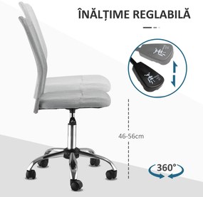 Vinsetto Scaun de Birou Ergonomic Fără Cotiere din Țesătură tip Plasă Gri | Aosom Romania