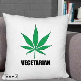 Perna Decorativa Vegetarian cu Frunza, 40x40 cm, Alb Pufos, Husa Detasabila, Perna Inclusa, BEKZ®