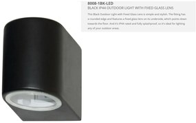 Aplica de perete exterior IP44 Down 8008-1BK-LED SRT