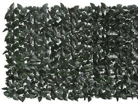 Paravan de balcon, frunze verde închis, 600x100 cm