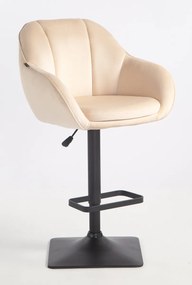 HR2055KW Scaun Crem din Catifea cu Bază Neagră