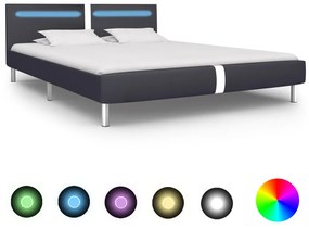 280850 vidaXL Cadru de pat cu LED, negru, 180 x 200 cm, piele artificială