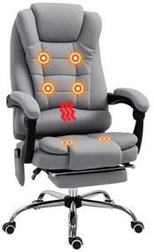 Vinsetto Scaun de birou director de masaj încălzitor înălțime reglabilă spătar înclinabil microfibră gri | Aosom Romania