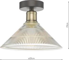 Där Lighting BOY0175 - Plafonieră BOYD 1xE27/60W/230V Ø 25 cm alamă/sticlă clară