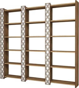 Biblioteca CITY 3, alb/alun, PAL melaminat, 185x24x170 cm