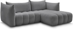 Colțar gri cu tapițerie din țesătură bouclé (cu colț pe partea dreaptă/cu șezlong) Azra – Bobochic Paris
