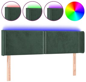 3123147 vidaXL Tăblie de pat cu LED, verde închis, 147x16x78/88 cm, catifea