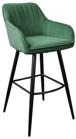 Set 2 scaune bar Turin verde din catifea si cadru metalic, 102 cm