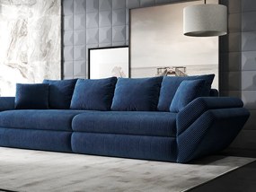 Canapea extensibilă dumonde cu ladă de depozitare si sezut confortabil din spuma high-density, Loana Zoom Albastru 300x100 cm