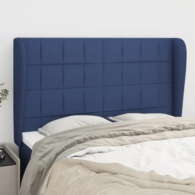 3117960 vidaXL Tăblie de pat cu aripioare, albastru, 147x23x118/128 cm, textil